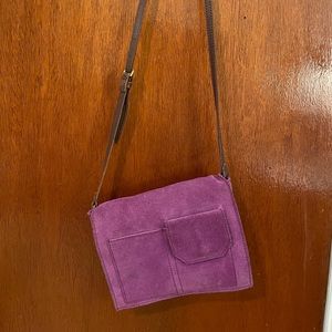 Purple suede Madewell crossbody purse